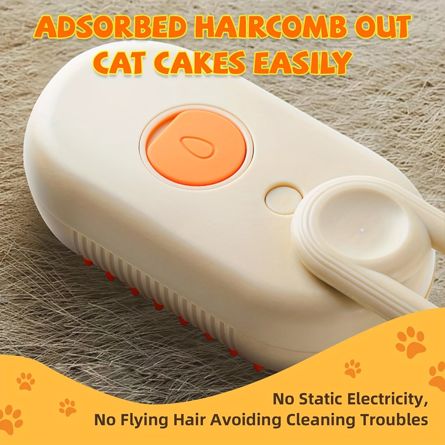 NNETM 3-in-1 Rechargeable Steam Pet Brush for Cats & Dogs